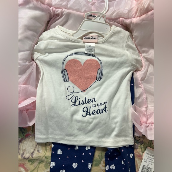 Little Lass Pink and White Heart Matching Set - Picture 6 of 9